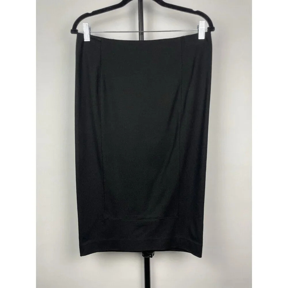 CAbi 550 Seamed Pencil Skirt Womens Black Stretch Knit‎ Back Zipper Size 8